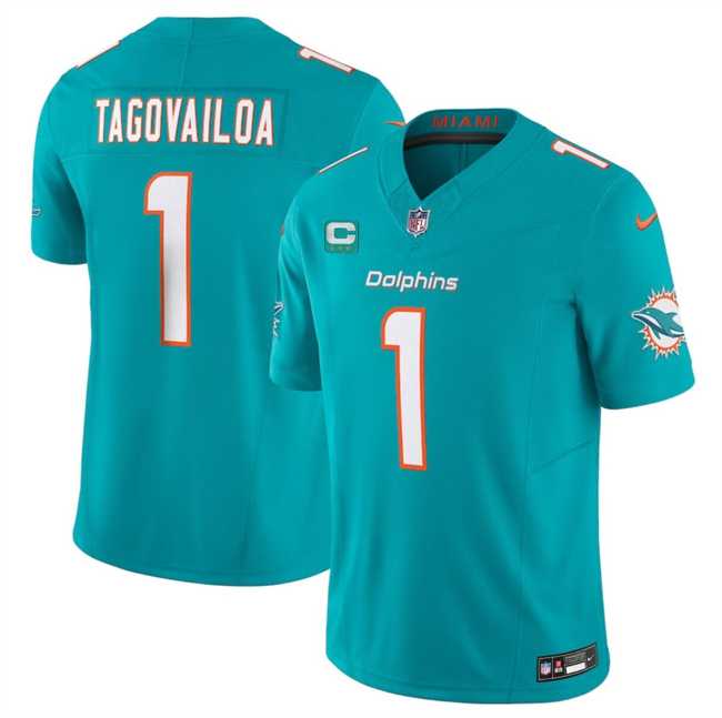 Men & Women & Youth Miami Dolphins #1 Tua Tagovailoa Aqua F.U.S.E With 3-Star C Patch Vapor Limited Stitched Jersey->miami dolphins->NFL Jersey